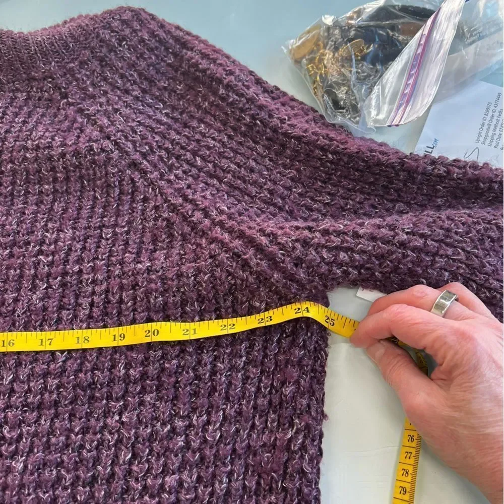 HOST PIC BOHO  Free People Dylan Tweedy Cowl Neck Sweater Plum color SZ M - Picture 8 of 9